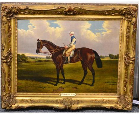 Attributed to Alfred de Prades (fl.1844-1883)  ''Bloomsbury'' - Portrait of a winning racehorse with jockey up 1839 Bears J F