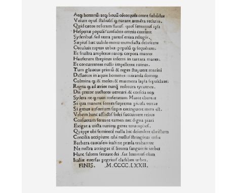 [Incunabula] Cornazzano, AntonioLa vita di Cristo...Venice: (Printed for Antonio Cornazzano), 1472. 4to (203 x 152 mm). 48 (o