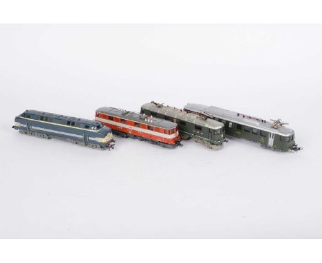 HO-gauge Continental European-Outline diesel/electric locomotives, by LIMA, Hornby-HO, Joues, etc., unboxed.  (14)