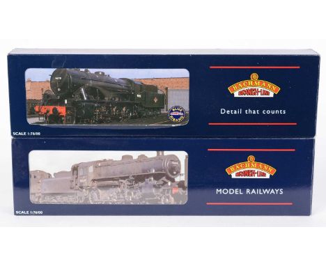 Two Bachmann 00-gauge steam locomotives and tenders, comprising: 32-252, WD 2-8-0 Austerity; and 32-580, Ivatt class 2-6-4, b