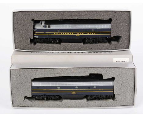 HO-gauge American-Outline EMDF7 and GP35 Diesel locomotives various, by Bachmann Plus in boxes.