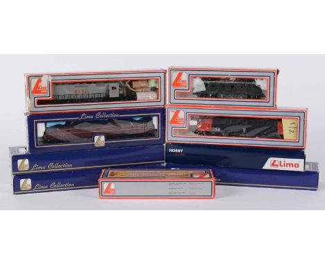 LIMA HO-gauge locomotive, comprising: HL2011, L205022, L205019 (x2), L205175, 208109L, 208118LG, 208117LG, and another, all b