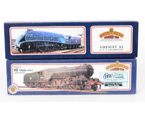 Two Bachmann 00-gauge steam locomotives, comprising: 31-551, V2 Green Arrow; and 31-955, A4, Dominion of New Zealand, boxed.