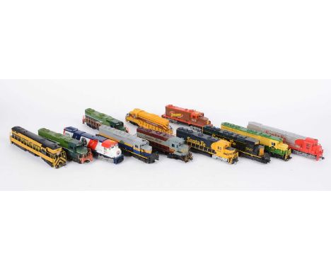 HO-gauge North American-Outline diesel locomotives, by Bachmann, Life-Like, LIMA, etc., to include one dummy unit, others pow