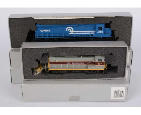 HO-gauge American-Outline B30-7 Diesel locomotives and other diesel locomotives by Bachmann Plus in boxes (5).