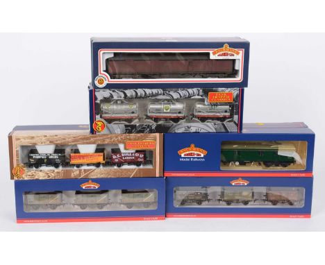 Eight Bachmann 00-gauge three-tender black/wagon sets; together with four break cars, various, boxed (12)