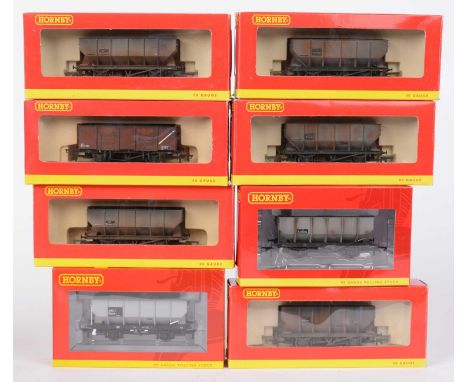 Hornby 00-gauge freight stock including BR 21 ton hoppers, hopper wagons, and other wagons, various, boxed.