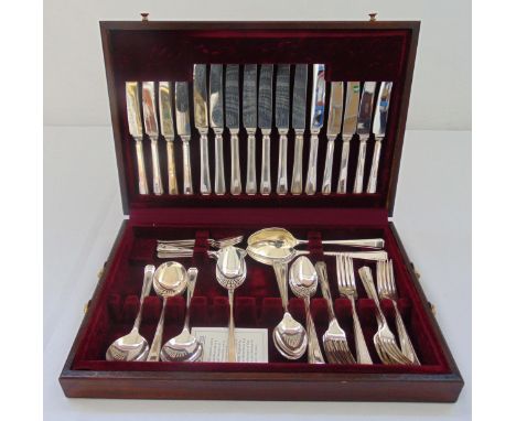 A canteen of Art Deco style silver plated flatware for six place settings by Osborne