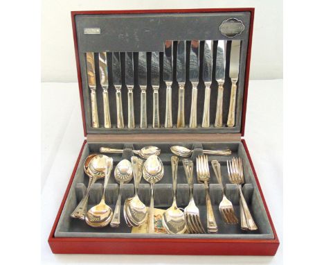 A canteen of Art Deco style silver plated flatware for six place settings by Cooper Ludlam