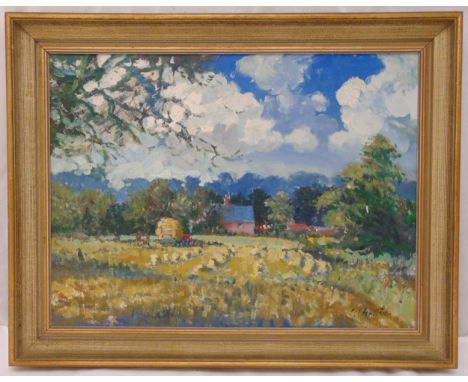 Geoffrey Chatten framed oil on panel of a country landscape, signed bottom right, 46 x 61cm, ARR applies