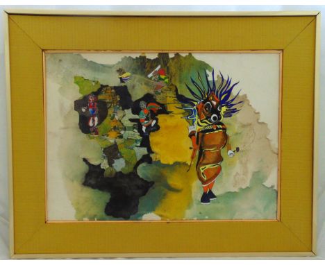 Frank Rosen framed and glazed acrylic on board titled Marshall of Ceremonies, signed bottom right, 54 x 74.5