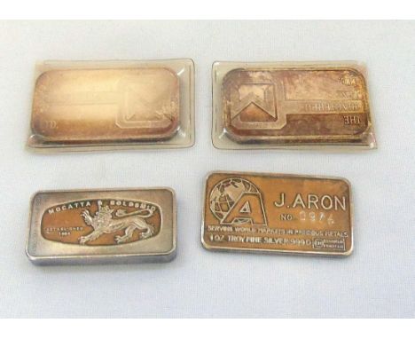 Four silver bars, approx total weight 160g