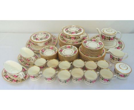 Royal Worcester Royal Garden pattern dinner and tea service to include plates, bowls, serving dishes and covers, a teapot, cu