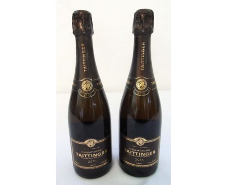 2015 Taittinger brut vintage champagne two 75cl bottles