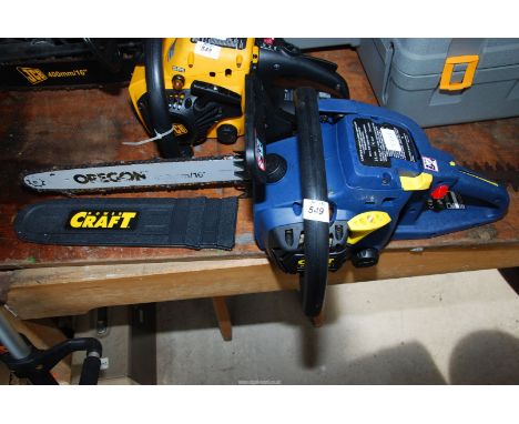 A "Power Craft" Chainsaw, Good compression, 16" cutter bar chain brake working.