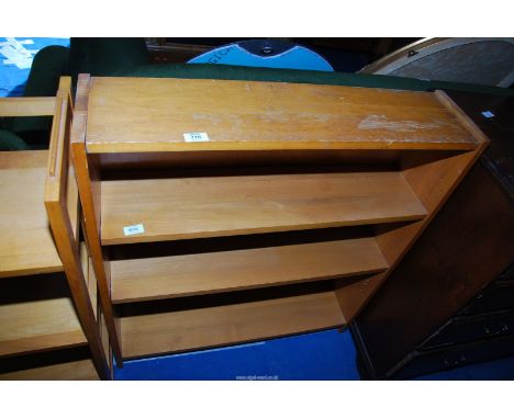 A Beech floor-standing three shelf unit, 32" wide x 8" depth x 3' high.