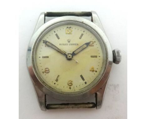 Rolex Oyster, a small gents vintage stainless steel wristwatch, for restoration, number 4220, diameter 29mm, no strap.
