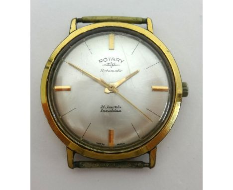 Rotary, Incabloc gilt metal automatic wristwatch, case no.909968, lacks bracelet.