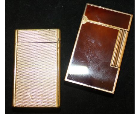 A Dupont laque de chine lighter, together with a brass Dupont lighter marked "S T Dupont" to the base   CONDITION REPORTS  Go