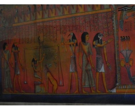 ALI ESSO "Egyptian Gods of the Afterlife" mixed media on papyrus signed lower right