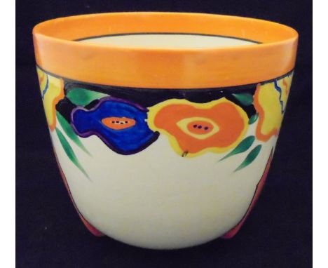 A Clarice Cliff Wilkinson Limited Fantasque bowl with floral decoration for Lawleys Regent Street London   CONDITION REPORTS 
