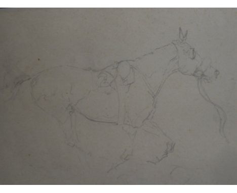 PETER CURLING (b.1955) "Loose racehorse", pencil, unsigned, inscribed verso "Early pencil sketch by Peter Curling - to Betty 