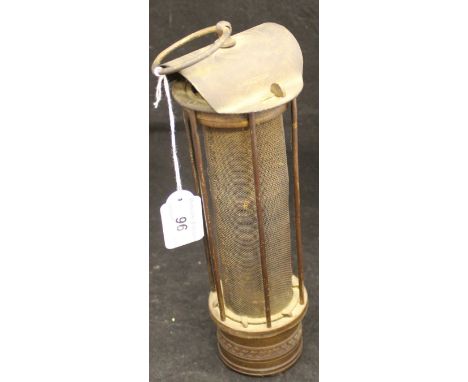 An early 19th Century Newcastle type Davy oil lamp by R Watson (stamped to cover)   CONDITION REPORTS  Unknown if complete, h