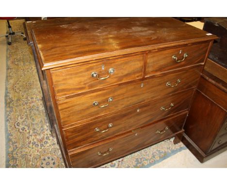 A 19th Century mahogany chest of two short over three long drawers to bracket feet