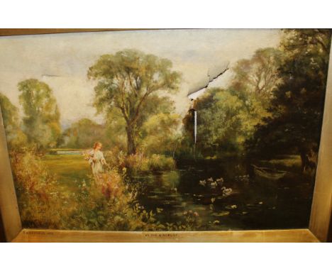 R WAKEFIELD "By the Windrush", oil on canvas, signed lower left, titled and dated "1902" to the frame, together with COLIN TU