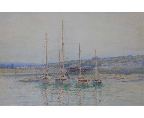 Alfred O. Townsend (1846 - 1917), harbour landscape, watercolour, dated 1905, 32 x 54cms, framed