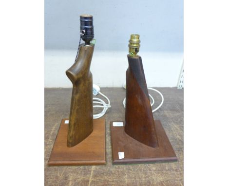 Two gun stocks table lamp bases