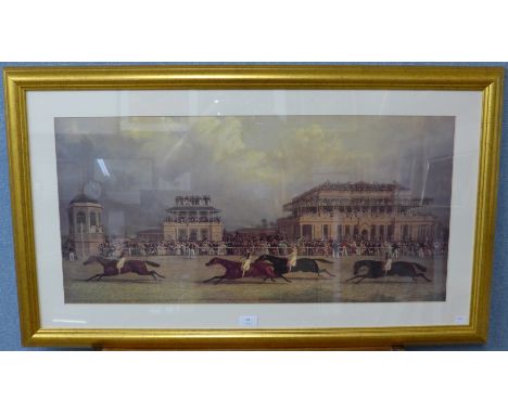 A J.F. Herring print, Doncaster Gold Cup of 1838, 41 x 83cms, framed