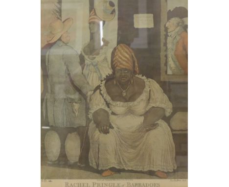 A Rowlandson print, Rachael Pringle of Barbadoes, 58 x 46cms, framed