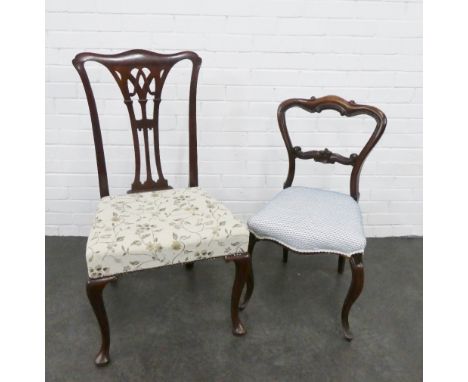 Mahogany Chippendale style side chair and a hand chair, 102 x 55cm (2) 
