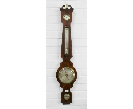 19th century mahogany framed barometer with four silvered dials by Ciceripimi & Co, Calton Street, Edinburgh 