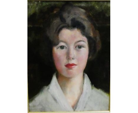 Unknown Artist 'Head and Shoulders portrait of a Young Woman' Oil-on-Canvas, apparently unsigned, in a giltwood frame, 29 x 4