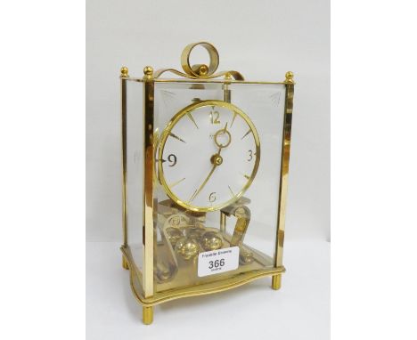 Kundo brass and glass cased mantle clock