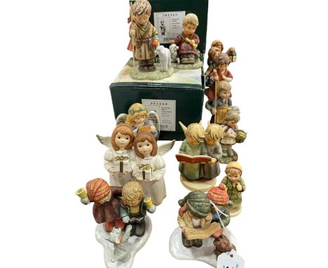 Collection of Berta Hummel, two Hummel and two Goebel figures including 'Shepherd Girl with Recorder', Jingle Belles, etc.