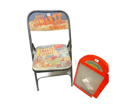 Folding chair painted for Billy Smarts Circus and Chad Valley Cascado Bagatelle (2).