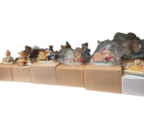 Collection of Pendelfin figures in boxes.