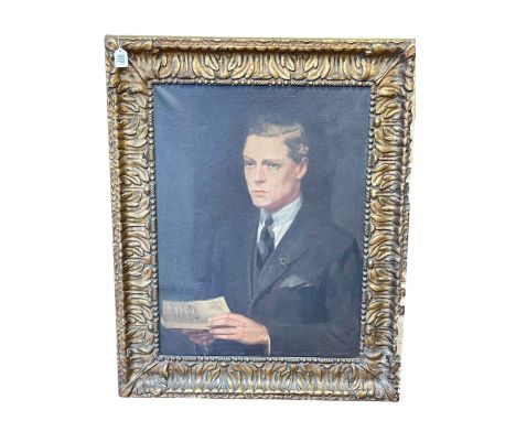 Portrait oil on canvas of The Duke of Windsor, 75cm by 56cm, in gilt frame.