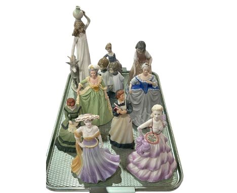 Ten figures including Coalport, Nao and Franklin Mint.