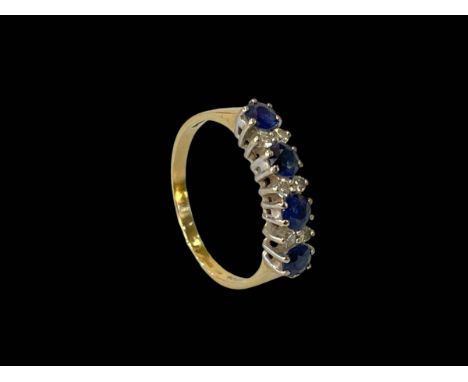 Sapphire and diamond 18 carat gold ring, size P.