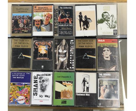 Cassette Tapes - Box of 40+ assorted music cassette tapes. Includes Fleetwood Mac, Pink Floyd, The Beatles, Led Zeppelin, Rus