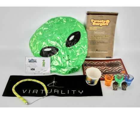 Large lot of Sci-fi props  Including a light up umbrella, set of futuristic shot glasses, necklace and sweet jar from Almost 