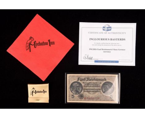 Tarantino props - Including Napkin and Matchbook from the Cockatoo Inn used in Jackie Brown and German money from Inglorious 