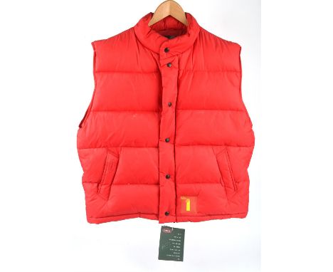 The Beatles (No. 1) promotional red sleeveless puffer jacket and cap - Cobles Antarctic style jacket, unworn, inside label re