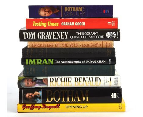 Cricket: Ten related Signed hardback books, mostly first editions BOYCOTT (Geoffrey). Opening Up, 1980; BOTHAM (Ian). My Biog