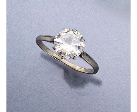 18 kt Gold Diamant-Ring,   WG 750/000, Altschliff-Diamant ca. 2.40 ct Weiß/p2, RW 58,ca. 3.0 g Schätzpreis: 8000, - EUR18 kt 