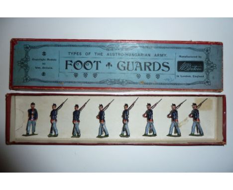 Britains set 178, Austrian Foot Guards FIRST VERSION dated 16.2.1908, in original printers type box (G, box G some repairs wi